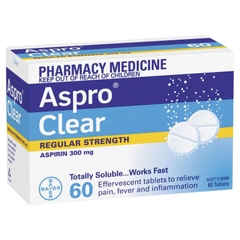 Viên sủi giảm đau Aspro Clear Regular Strength Aspirin 300mg