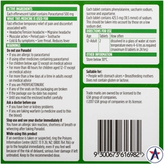 Viên sủi Panadol Rapid Soluble Paracetamol 500mg 20 viên