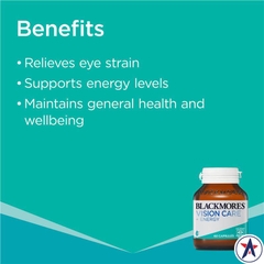 Viên uống bổ mắt Blackmores Vision Care + Energy 60 viên