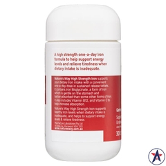 Viên uống bổ sung sắt Iron + Vitamin C & B12 Nature's Way 30 viên