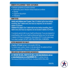 Viên uống chống say xe Blackmores Travel Calm Ginger Anti-Nausea Vitamin 45 viên