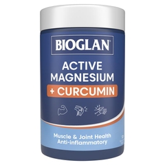 Viên uống giảm chuột rút, đau nhức cơ bắp Bioglan Active Magnesium + Curcumin 120 viên