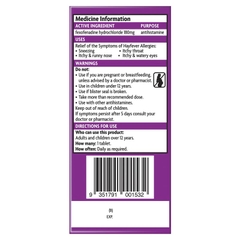 Viên uống giảm dị ứng Telfast Hayfever Allergy Relief 180mg Non-Drowsy