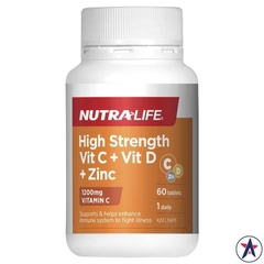 Viên uống Nutra-Life High Strength Vitamin C 1200mg + Vitamin D + Zinc