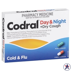 Viên uống trị cảm cúm & ho khan Codral Cold & Flu + Cough Day & Night 24 viên