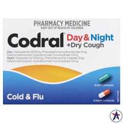 Viên uống trị cảm cúm & ho khan Codral Cold & Flu + Cough Day & Night 24 viên
