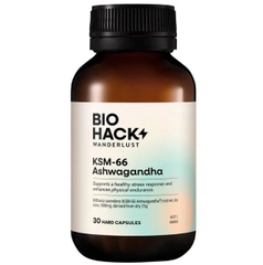 Viên uống giảm căng thẳng và an thần Wanderlust BioHack KSM-66 Ashwagandha 30 viên