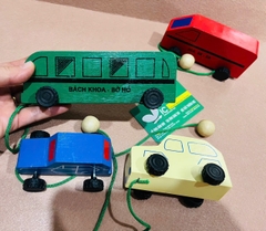 Đồ chơi các PTGT MN- Set 4 ô tô gỗ kéo dây