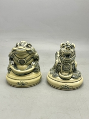 Cặp cóc tài lộc và lân tài lộc gốm Chu Đậu truyền thống