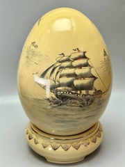 Trứng tài lộc cao 55cm gốm Chu Đậu vẽ vàng 24k