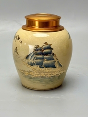 Hộp Đựng Trà Thuận Buồm Xuôi Gió H13 Gốm Chu Đậu Vẽ Vàng