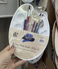 Bộ 6 cọ vẽ kèm dĩa pha màu - 0702