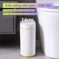 Thùng rác cảm ứng JAH-7L thông minh tự động phong cách quý phái viền vàng sang trọng