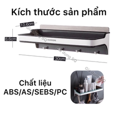 Kệ nhựa dán tường SHUANGQING, kèm móc treo để đồ nhà tắm nhà bếp