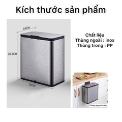 Thùng rác treo tủ inox 304 kèm ngăn để túi đựng rác, thùng rác thông minh nhà bếp , dán tường nhà tắm