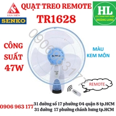Senko - Quạt treo điều khiển Remote từ xa có REMOTE SENKO TR1628, 47W Chính hãng