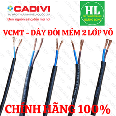 Dây điện Cadivi đôi mềm VCmt 2 X 1, có 2 lớp vỏ bọc giá 1 mét