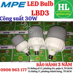 Đèn LED Bulb chống ẩm 30W THÂN NHỰA LBD3-30T, LBD3-30V CHÍNH HÃNG