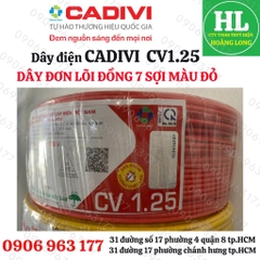 DÂY ĐIỆN CADIVI 1.25 ĐƠN LÕI 7 SỢI CV1.25 (CUỘN 100 MÉT)