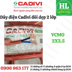 Dây điện CADIVI đôi mềm 2 vỏ VCmo 2X1.5, 2X2.5