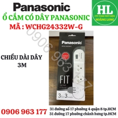Ổ CẮM DÂY 3 MÉT PANASONIC 3 Ổ 1 CÔNG TẮC WCHG24332W-G