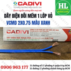 (GIÁ 5 MÉT) DÂY ĐIỆN CADIVI ĐÔI  MỀM VCmd 2X0.5 2X0.75 2X1 2X1.5, 2X2.5
