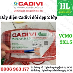 Dây điện CADIVI đôi mềm 2 vỏ VCmo 2X1.5, 2X2.5
