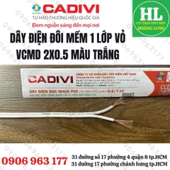 (GIÁ 5 MÉT) DÂY ĐIỆN CADIVI ĐÔI  MỀM VCmd 2X0.5 2X0.75 2X1 2X1.5, 2X2.5