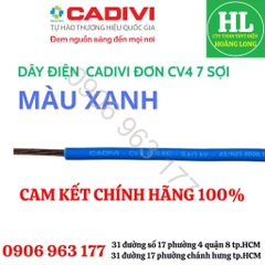 (GIÁ 1 MÉT) DÂY ĐIỆN CADIVI ĐƠN 7 SỢI CV TIẾT DIỆN 1.5 2.5 4.0 6.0 8.0 10 lõi đồng Chính hãng