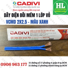 (GIÁ 5 MÉT) DÂY ĐIỆN CADIVI ĐÔI  MỀM VCmd 2X0.5 2X0.75 2X1 2X1.5, 2X2.5
