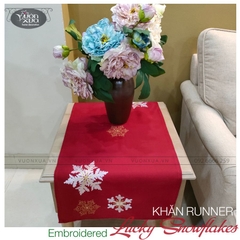 Khăn trải bàn VƯỜN XƯA thêu Hoa Tuyết trang trí Tết Giáng Sinh KBLS