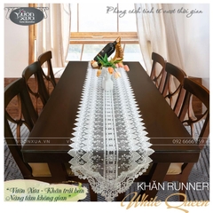 Khăn trải kệ, khăn trải tủ decor vải ren trắng phong cách Châu Âu