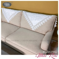 COMBO (Khăn phủ Sofa, trải bàn trà), màu trắng hoa hồng sang trọng nhà VƯỜN XƯA, KBWR-SOFA