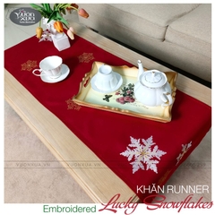 Khăn trải bàn VƯỜN XƯA thêu Hoa Tuyết trang trí Tết Giáng Sinh KBLS