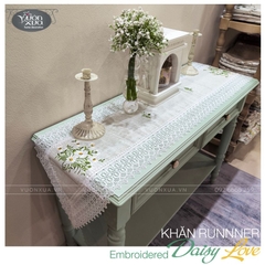 Khăn trải tủ, kệ thêu Hoa Cúc Chi VƯỜN XƯA đẹp thanh nhã