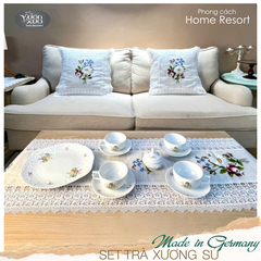 Bộ 4 chén đĩa uống trà, hũ đường sữa, đĩa bánh xương sứ Châu Âu Rosenthal
