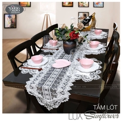 COMBO SALE (6 TẤM LÓT ĐĨA) khăn lót bàn ăn hoa Hướng Dương trắng Vườn Xưa, 30x45cm