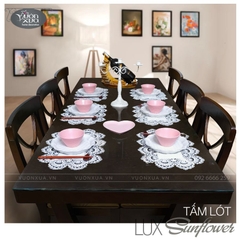 COMBO SALE (6 TẤM LÓT ĐĨA) khăn lót bàn ăn hoa Hướng Dương trắng Vườn Xưa, 30x45cm