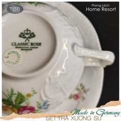 Bộ 4 chén đĩa uống trà, hũ đường sữa, đĩa bánh xương sứ Châu Âu Rosenthal