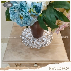 Khăn lọ hoa ren chỉ màu trắng VƯỜN XƯA đường kính 30cm KRLH-H