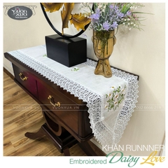 Khăn trải tủ, kệ thêu Hoa Cúc Chi VƯỜN XƯA đẹp thanh nhã