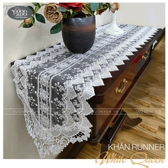 Khăn trải kệ, khăn trải tủ decor vải ren trắng phong cách Châu Âu
