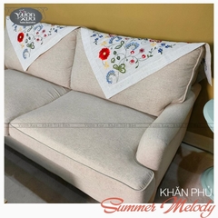 COMBO (Khăn phủ Sofa, trải bàn trà) thêu hoa đồng bộ, KBSM-SOFA