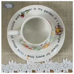 Set 6 tách đĩa uống cafe uống trà ,xương sứ Châu Âu, hoa lá mùa Xuân đẹp thanh lịch