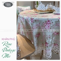 Khăn trải bàn bầu dục VƯỜN XƯA Hoa Hồng Vintage đẹp thanh lịch KBRVM