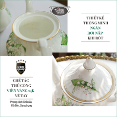 Bộ ấm chén uống trà Anna thung lũng hoa huệ nhà VƯỜN XƯA, trà chiều kiểu Anh, bộ tách cà phê Vintage