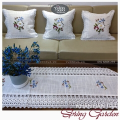 Vỏ gối tựa sofa VƯỜN XƯA thêu hoa mùa xuân Hoa Hồng Hoa Cúc KBSG