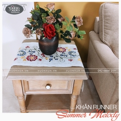 Khăn trải bàn VƯỜN XƯA thêu Bông Hoa Mẫu Đơn Đỏ Ngày Tết KBSM