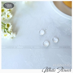 Khăn trải bàn màu trắng không thấm nước VƯỜN XƯA chống thấm KBWF