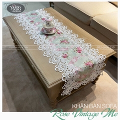 Khăn trải bàn VƯỜN XƯA Hoa Hồng Vintage đẹp thanh lịch Table runner KBRVM